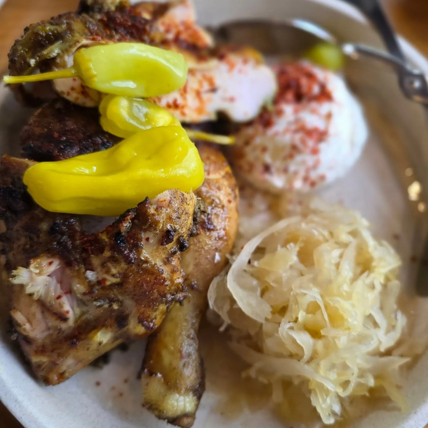 Charcoal grilled chicken.