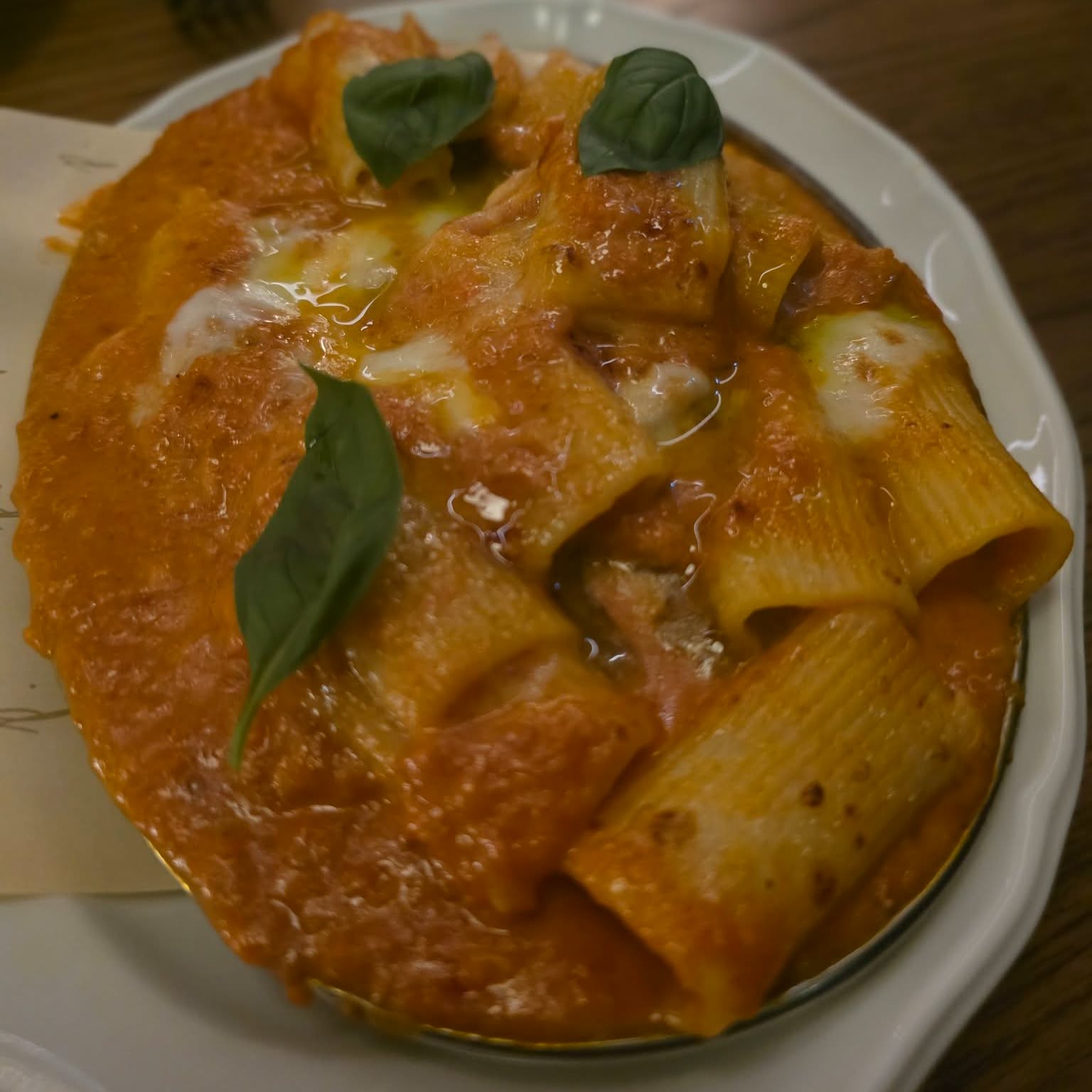 Pasta alla vodka, smoked mozzarella, &lsquo;nduja, stracciatella.