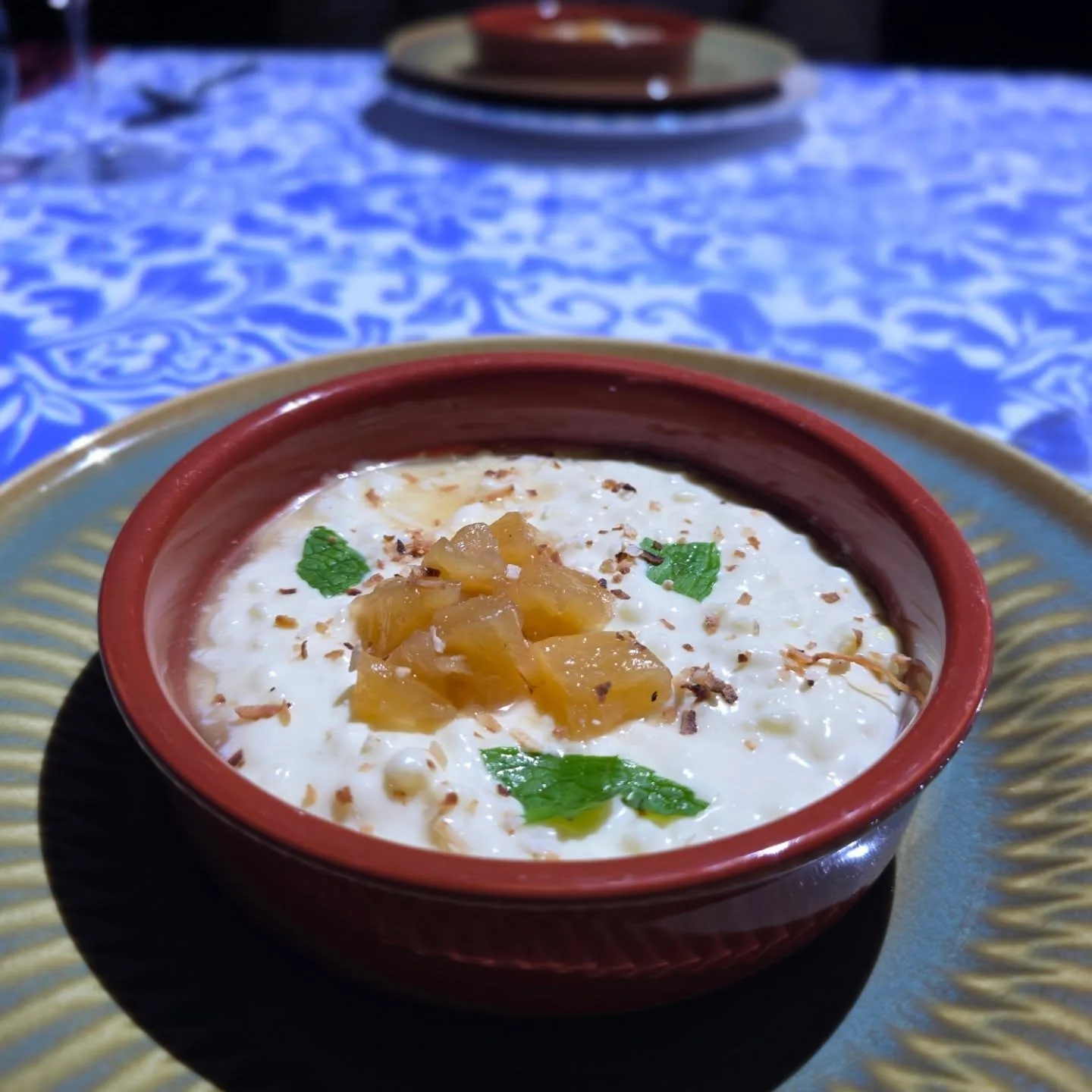 Tropical Rice Pudding, Poached Nambour Pineapple