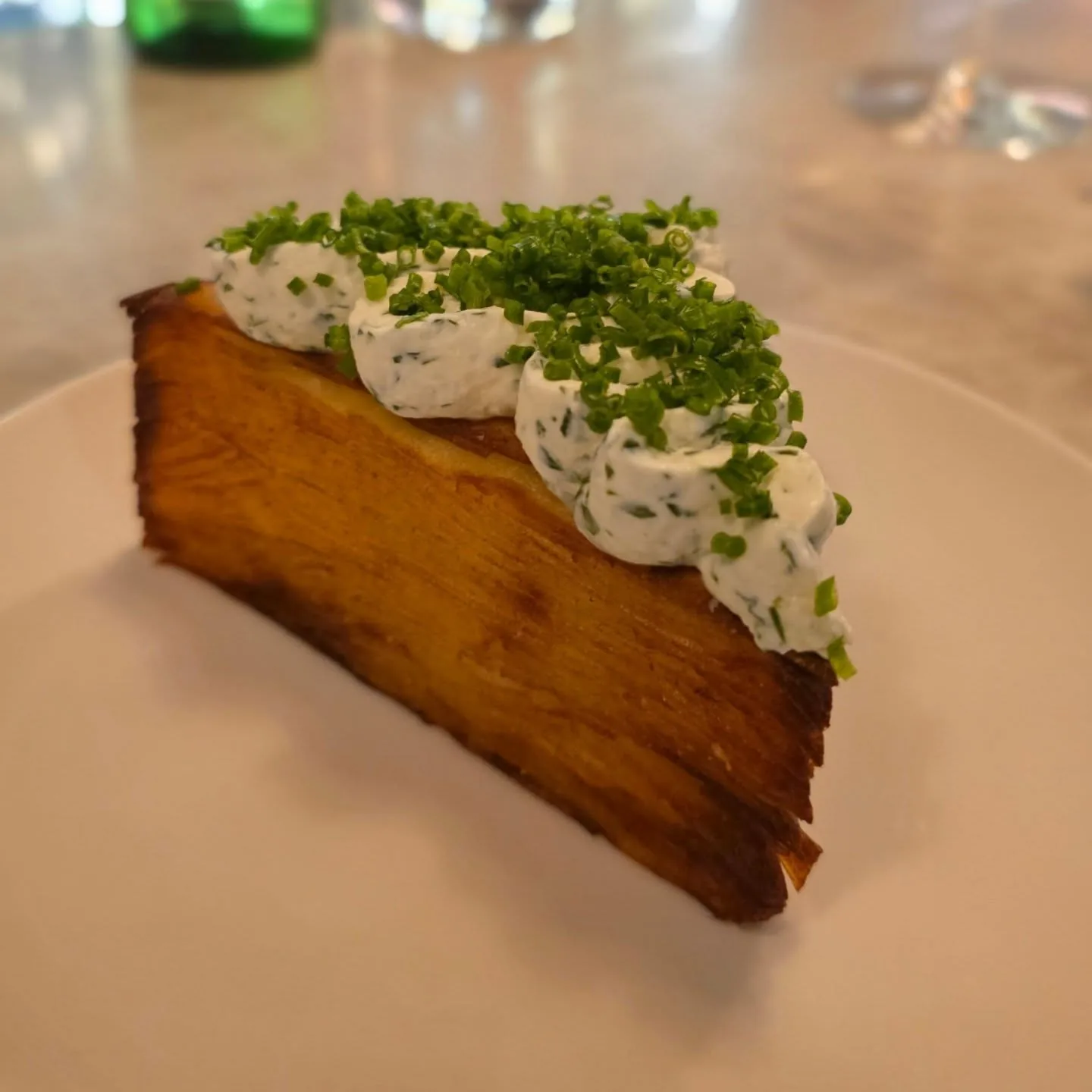 Potato Pavé w Crème Fraîche, Chives