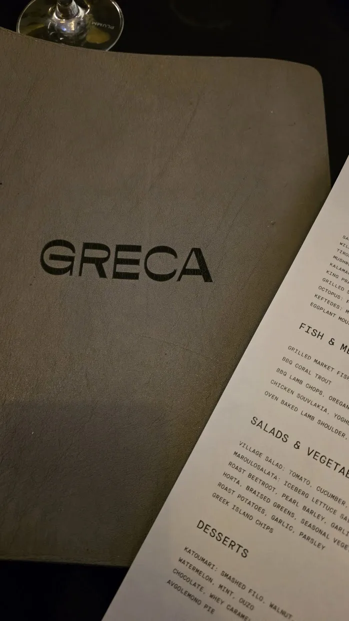 Greca's menu