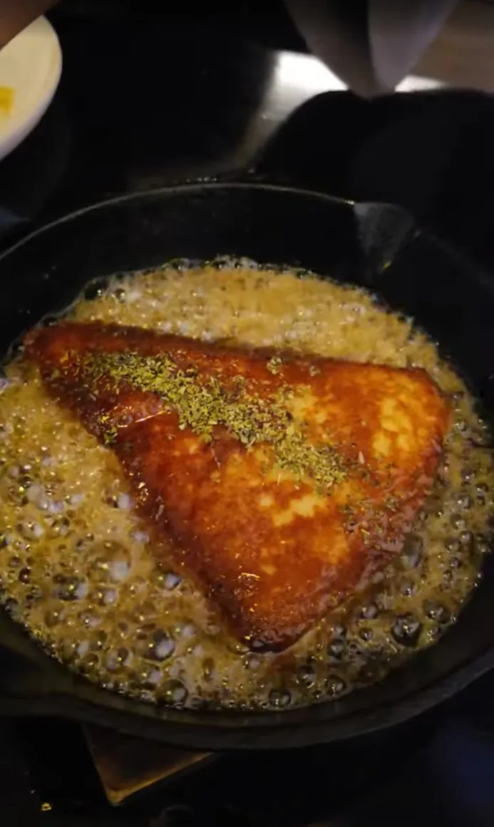 Saganaki: cheese, honey, oregano
