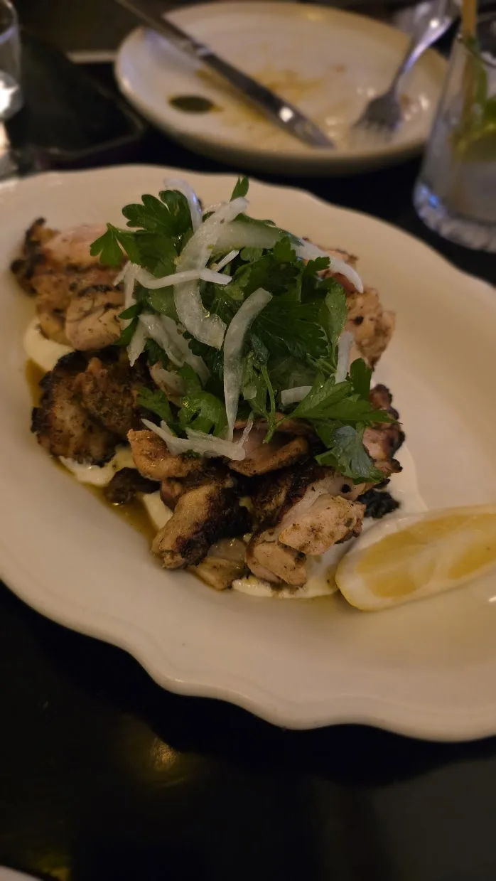 Souvlakia, chicken, yoghurt, sesame