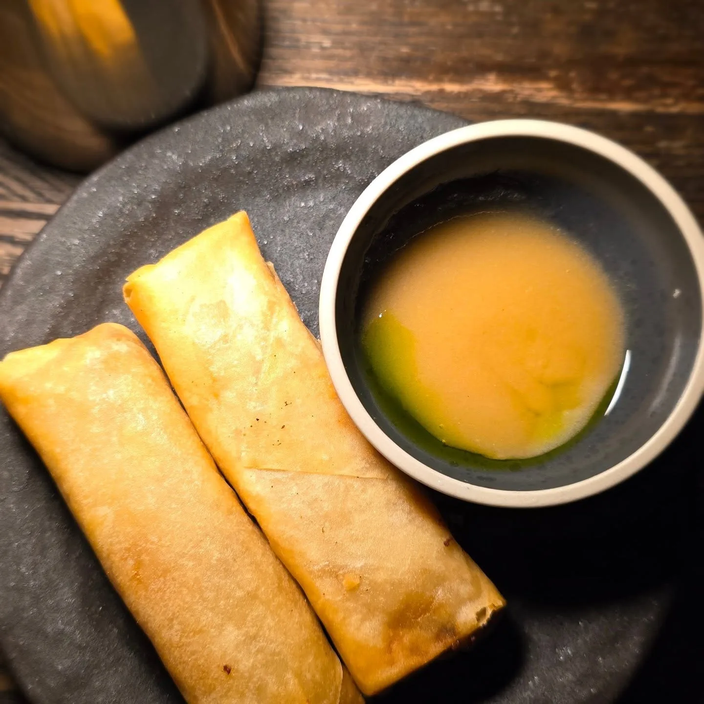 Cauliflower spring roll, mayo and miso