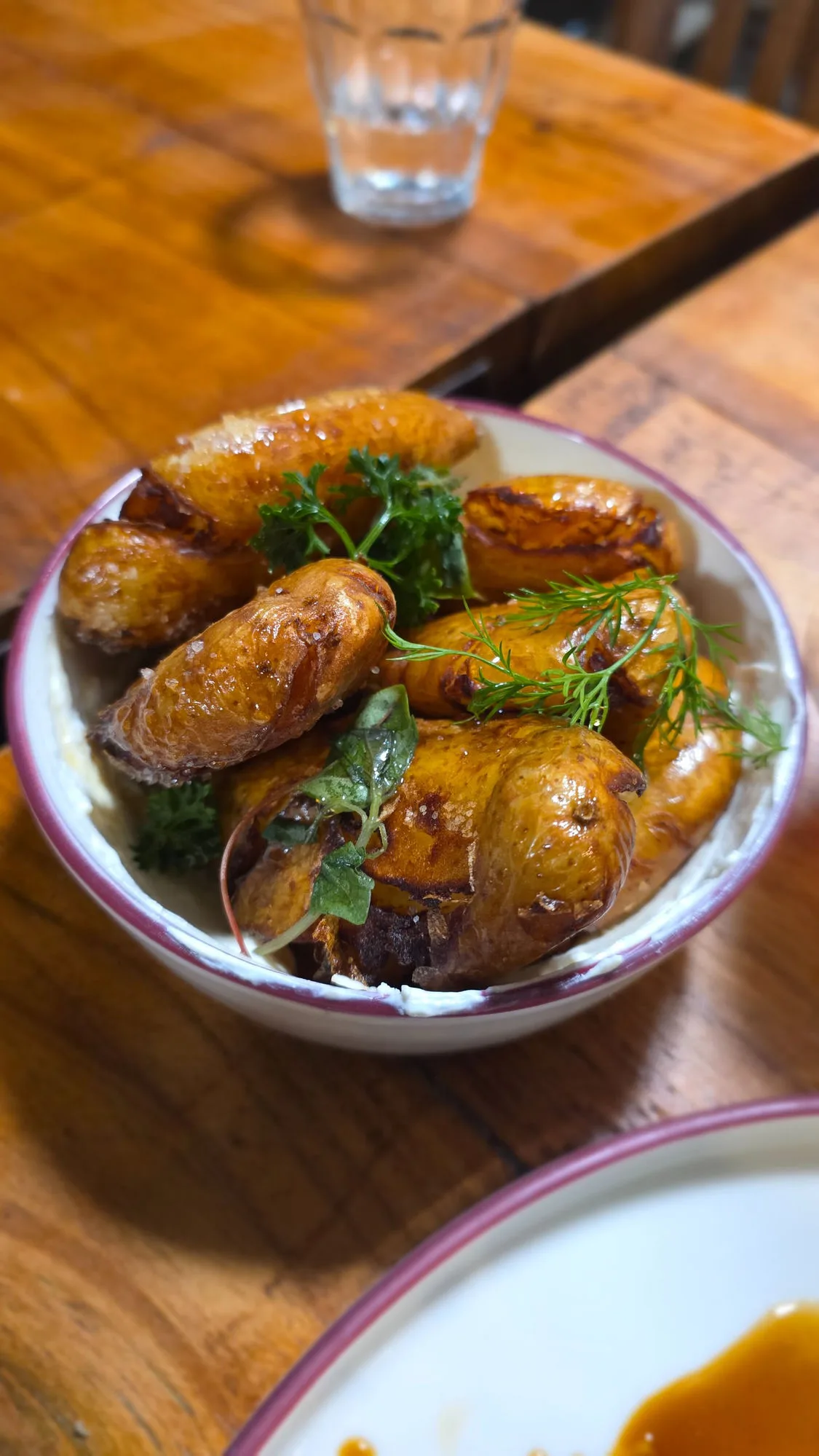 Smashed kipfler potatoes