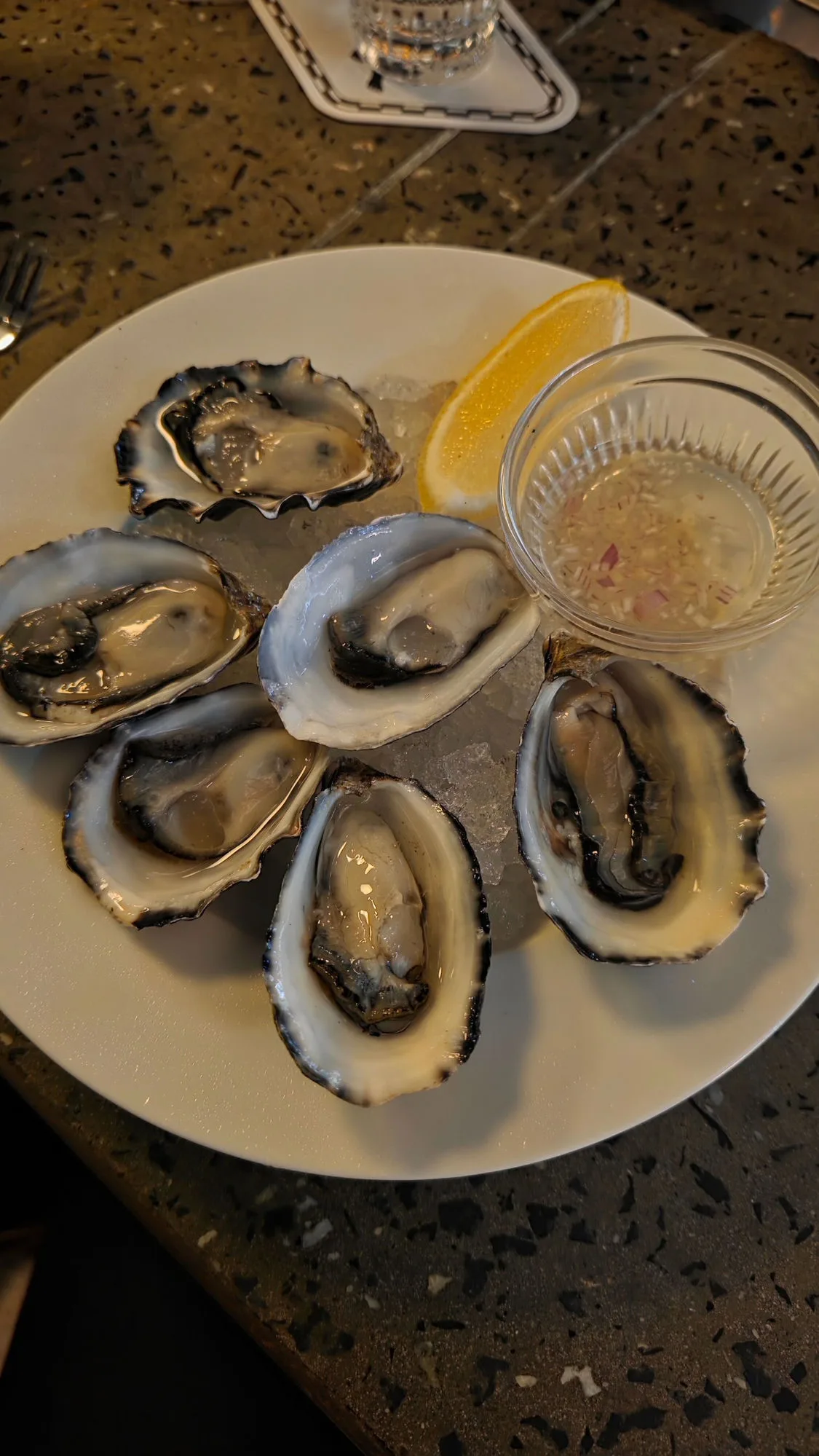 Oysters, Cava mignonette, lemon
