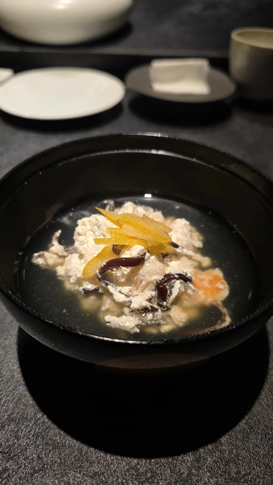 Nimonowan: ebi, silken tofu, wood ear mushroom, yuzu