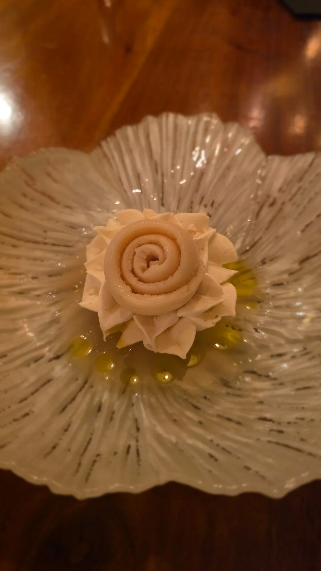 Purple sweet potato ice cream, foie gras salted cream