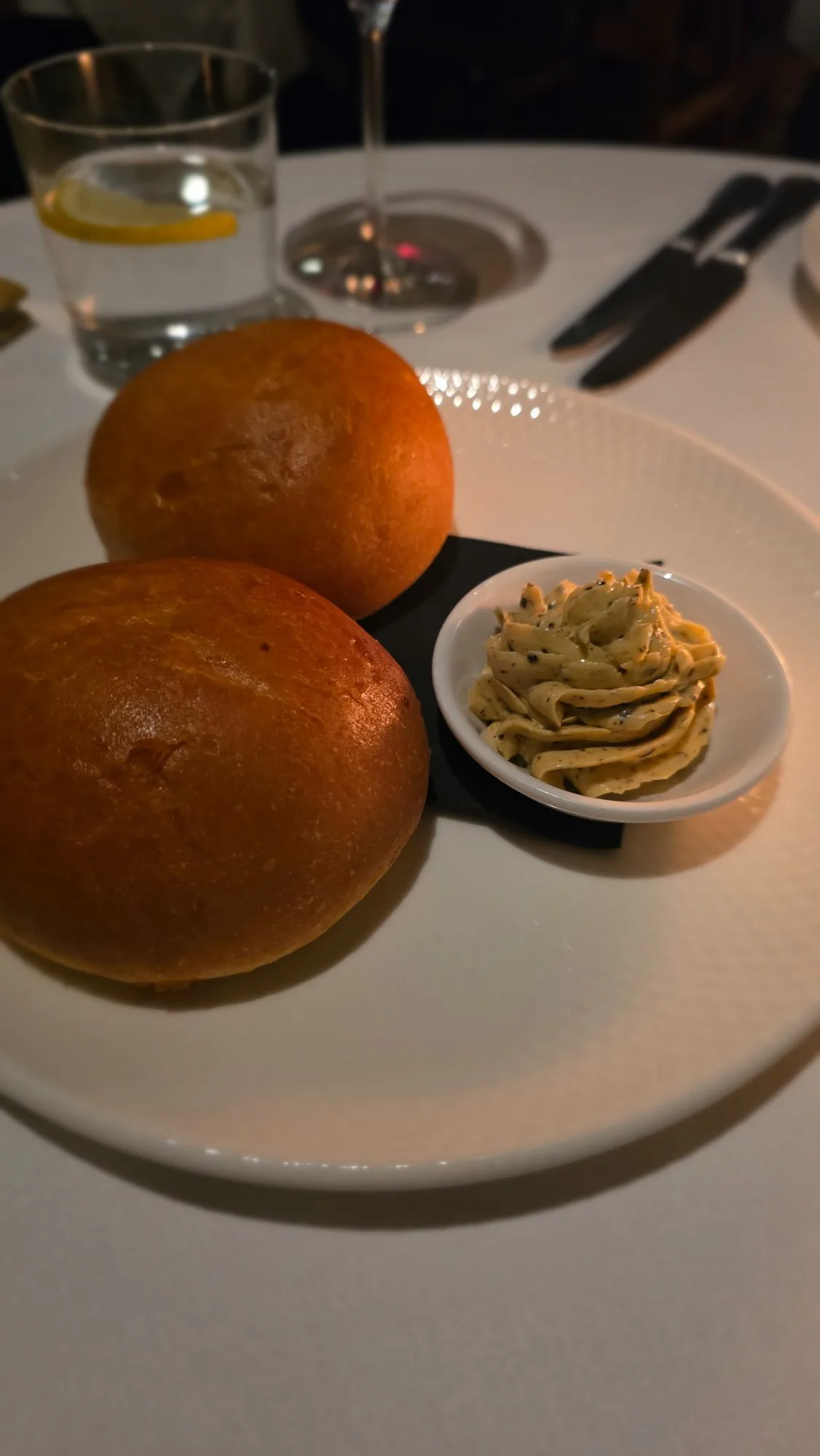 House-baked milk buns, whipped truffle butter
